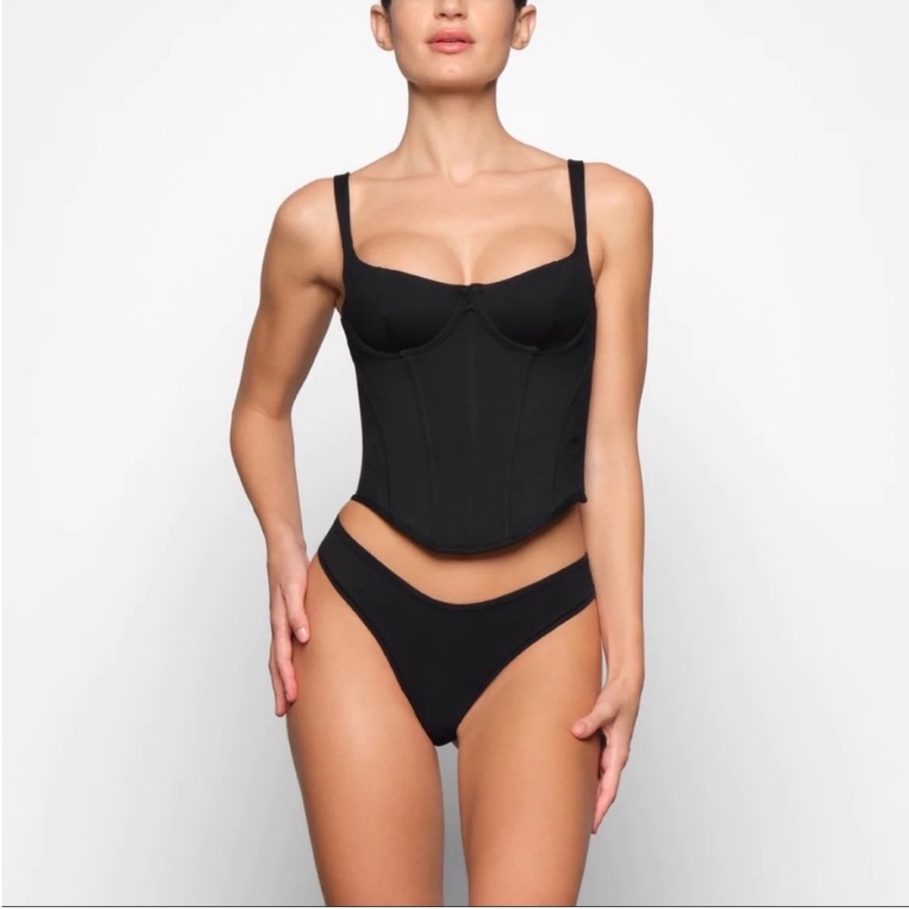 SKIMS Cotton Corset in SOOT